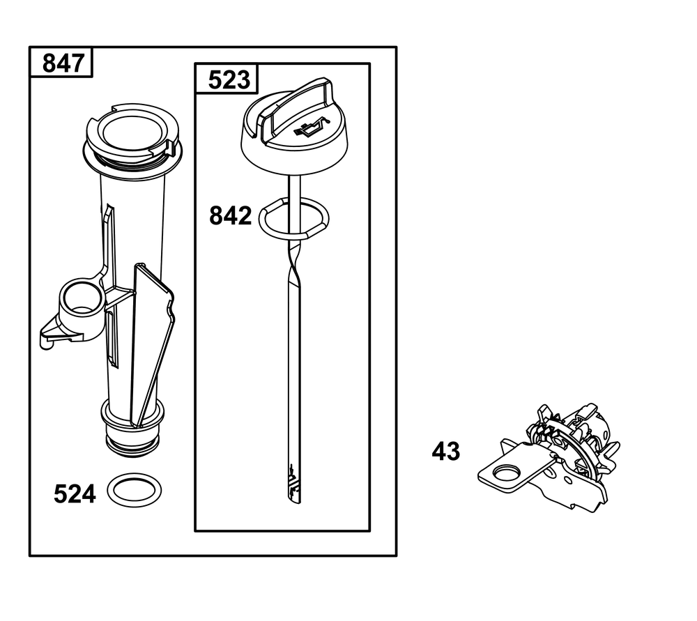 Lubrication Group Diagram and Parts List for 14B932-1653-H5 100000 - 19Z999 Briggs and Stratton Engine